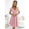 Numoco SCARLETT rozšířené šaty s výstřihem - práškově růžové 348-9 (Velikost S, Barva Růžová)