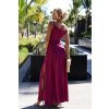 Numoco CHIARA elegantní dlouhé maxi šaty na ramínka - fuchsiová se třpytkami 299-19 (Velikost S, Barva Fialová)