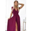 Elegantní dlouhé šaty se zavazováním na mnoho způsobů - vínová se třpytkami 509-3 (Velikost UNI, Barva Bordó)