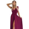Elegantní dlouhé šaty se zavazováním na mnoho způsobů - vínová se třpytkami 509-3 (Velikost UNI, Barva Bordó)