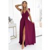 Numoco Elegantní dlouhé šaty se zavazováním na mnoho způsobů - vínová se třpytkami 509-3 (Velikost UNI, Barva Bordó)