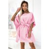 SOFIA Motýlkové šaty - pastelově růžová 287-30 (Velikost S/M, Barva Růžová)