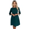 Numoco ALICE Šaty s luky - Trapézové šaty s mašlemi - zelené 195-11 (Velikost S, Barva Zelená)
