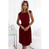 Numoco LILA Plisované šaty s krátkým rukávem - barva vínová 311-15 (Velikost XS, Barva Bordó)