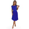 LILA Plisované šaty s krátkým rukávem - modré 311-16 (Velikost XS, Barva Modrá)