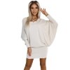 Svetr teplé netopýří šaty s výstřihem - béžový 402-7 (Velikost L/XL, Barva Béžová)