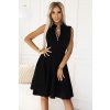 Rozevřené šaty se zipem vpředu - černé 573-1 (Velikost S, Barva Černá)