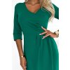 Numoco IRIS Šaty s řasením a výstřihem - zelené 255-4 (Velikost S, Barva Zelená)
