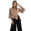 Jedinečná business halenka s dlouhým rukávem, zavazováním a knoflíky - karamelová barva - mocha mousse 578-1 (Velikost XL, Barva Hnědá)
