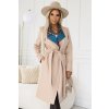 Numoco Polský pohodlný kabát s barevnou vsadkou u límce - béžová 582-1 (Velikost S, Barva Béžová)