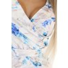 NINA šaty s psaníčkovým výstřihem, rukávy a páskem - modrý květinový vzor 479-8 (Velikost XS, Barva Modrá - světle)