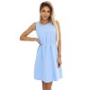 Numoco VICTORIA Trapézové šaty bez rukávů s páskem - klasika s moderním šmrncem - světle modré 296-12 (Velikost XS, Barva Modrá - světle)