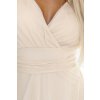 Numoco NASTIA Dlouhé šaty s výstřihem a krátkým rukávem - béžové 562-6 (Velikost UNI, Barva Béžová)