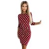 Numoco Sportovní šaty se vázáním a kapsami - burgundské + puntíky 13-164 (Velikost XS, Barva Bordó)