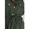 Midi košilové šaty se zlatými knoflíky a kravatou - KHAKI 531-5 (Velikost UNI, Barva Zelená)