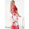 Vzdušné zavinovací maxi šaty s květinovým vzorem - červené růže 603-1 (Velikost UNI, Barva Červená)