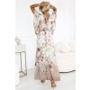 Numoco Vzdušné zavinovací maxi šaty s květinovým vzorem - béžové růže 603-2 (Velikost UNI, Barva Bílá)