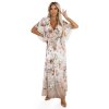 Numoco Vzdušné zavinovací maxi šaty s květinovým vzorem - béžové růže 603-2 (Velikost UNI, Barva Bílá)