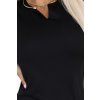 Numoco Smyslné pouzdrové šaty s krátkými rukávy a ozdobným výstřihem – černé 608-1 (Velikost XS, Barva Černá)