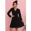 ISABELLE Polské skládané šaty s dlouhým rukávem a výstřihem - černé 313-17 (Velikost XS, Barva Černá)