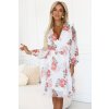 Numoco FRANCES Šifonové zavinovací šaty s dlouhým rukávem - mallows 388-3 (Velikost XS, Barva Bílá)