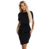 Numoco ROXI šaty s asymetrickou sukní a páskem - černé 240-8 (Velikost S, Barva Černá)