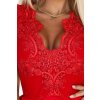 Numoco CHARLOTTE exkluzivní rozšířené šaty s krajkovým výstřihem - červené 200-11 (Velikost XS, Barva Červená)