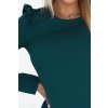 Numoco NELL Elegantní trapézové šaty s volánky na ramenou - lahvově zelené 264-2 (Velikost S, Barva Zelená)