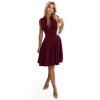 Numoco Exkluzivní šaty s rozšířeným spodním dílem a zipem - vínové 573-4 (Velikost S, Barva Bordó)