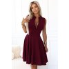 Numoco Exkluzivní šaty s rozšířeným spodním dílem a zipem - vínové 573-4 (Velikost S, Barva Bordó)