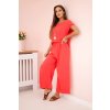 Viskózový komplet Brenda - halenka s přívěškem + kalhoty (Velikost UNI, Barva Červená)