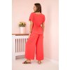 Viskózový komplet Brenda - halenka s přívěškem + kalhoty (Velikost UNI, Barva Červená)