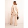 Dámský bavlněný komplet PL10 se širokými nohavicemi a mikinou (Velikost UNI, Barva Béžová)