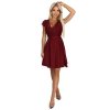 Numoco ANNA Krajkové šaty s výstřihem a rozšířenou sukní - vínové 242-5 (Velikost L, Barva Bordó)