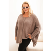 Dámský svetr Plus Size IT86 (Velikost UNI, Barva Béžová)