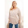 Dámská mikina Plus Size ART9662 s potiskem (Velikost UNI, Barva Hnědá)