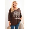 Dámská mikina Plus Size ART9662 s potiskem (Velikost UNI, Barva Hnědá)