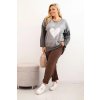 Dámská mikina Plus Size ART1507 s potiskem (Velikost UNI, Barva Hnědá)