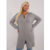 Dámský svetr Plus Size PM-SW-PM793.01 s kapsami (Barva Šedá, Velikost XL/XXL)