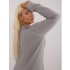 Dámský svetr Plus Size PM-SW-PM793.01 s kapsami (Barva Šedá, Velikost XL/XXL)