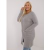 Dámský svetr Plus Size PM-SW-PM793.01 s kapsami (Barva Šedá, Velikost XL/XXL)