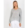Dámský svetr TW-SW-BI-3002.98 s prodlouženým zadním dílem (Barva Šedá, Velikost UNI)