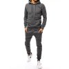 Pánská tepláková souprava tmavě šedá Dstreet AX0382 (Velikost M, Barva Šedá - tmavě)