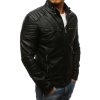 Pánská kožená bunda Barva černá DSTREET TX3265 (Velikost S, Barva Černá)