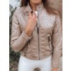 Béžový dámský koženkový křivák bunda Dstreet TY3041 (Velikost S, Barva Béžová)