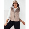 Dámská prošívaná vesta TREOS Barva béžová DSTREET TY4216 (Velikost S, Barva Béžová)