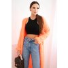 Dámský kardigan IT91 z mohairu dlouhého střihu a s kapsami (Velikost UNI, Barva Oranžová)