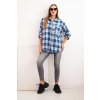Dámská bavlněná kostkovaná košile s efektem obnošení (Velikost UNI, Barva Modrá - tmavě)