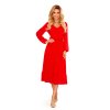 Šifónové midi šaty s výstřihem a límcem - Červené 304-3 (Velikost L, Barva Červená)