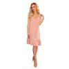 ROSITA Šaty s mašlemi na ramenou - pudrově růžová 306-3 (Velikost S, Barva Růžová)